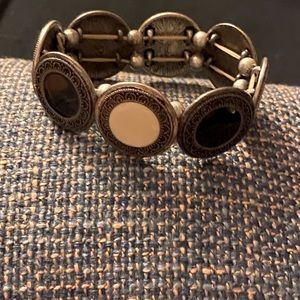 Black & White circular Boho chain bracelet (expandable)